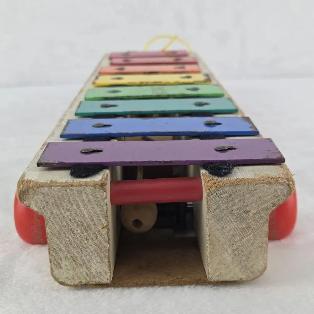 Vintage 1978 Fisher-Price No 870 Musical Xylophone Pull-a-Tune Toy W/ Mallet USA